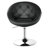 Costway 1PC Adjustable Modern Swivel Round Tufted Back Accent Chair PU - Single
