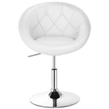 Costway 1PC Adjustable Modern Swivel Round Tufted Back Accent Chair PU - Single