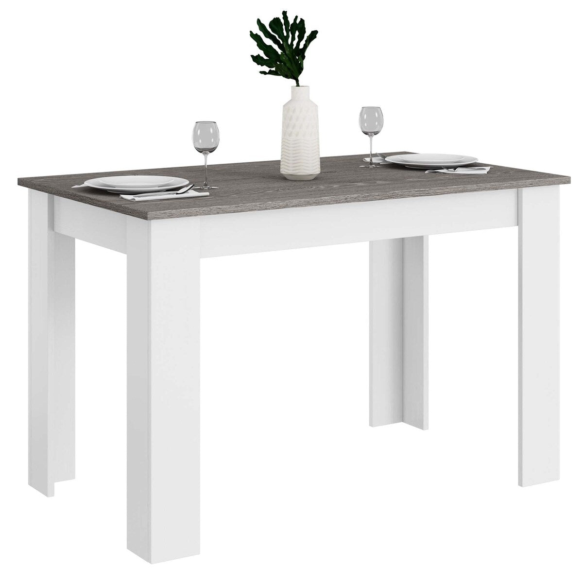 Costway 5 PCS Dining Set Modern Rectangle Table & 4 Rubber Wood Chairs