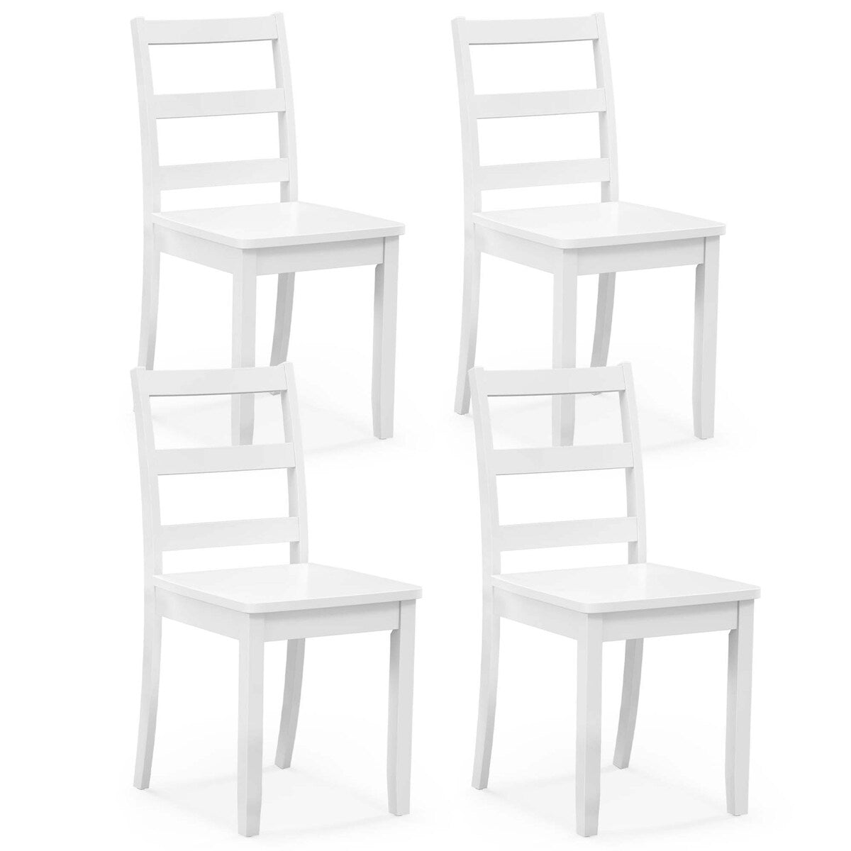 Costway 5 PCS Dining Set Modern Rectangle Table & 4 Rubber Wood Chairs