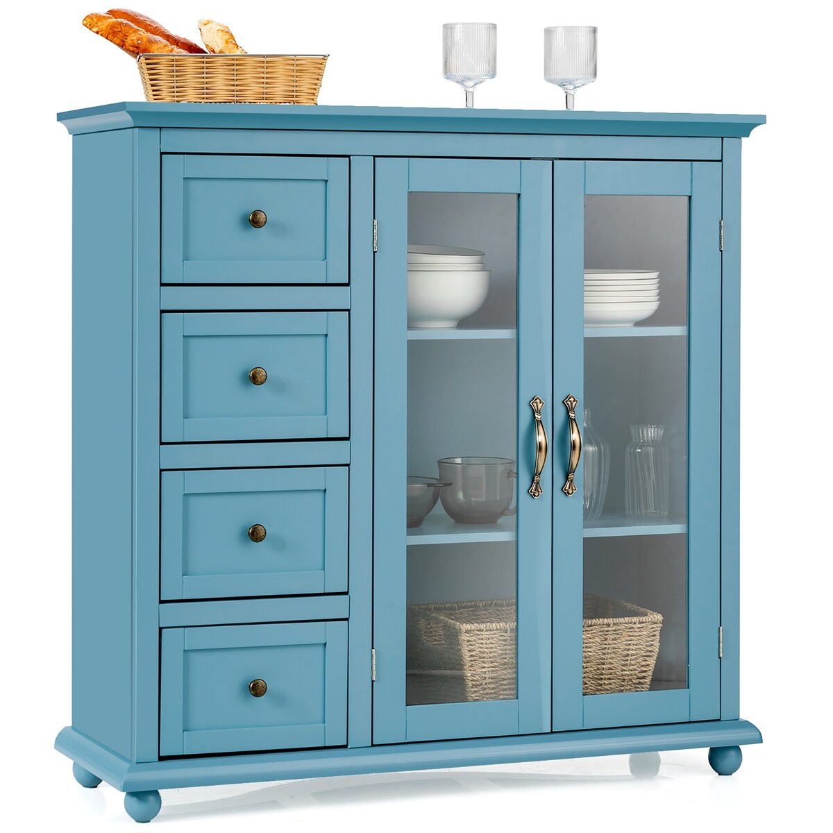 Costway Buffet Sideboard Table Kitchen Storage Cabinet w/ Drawers &