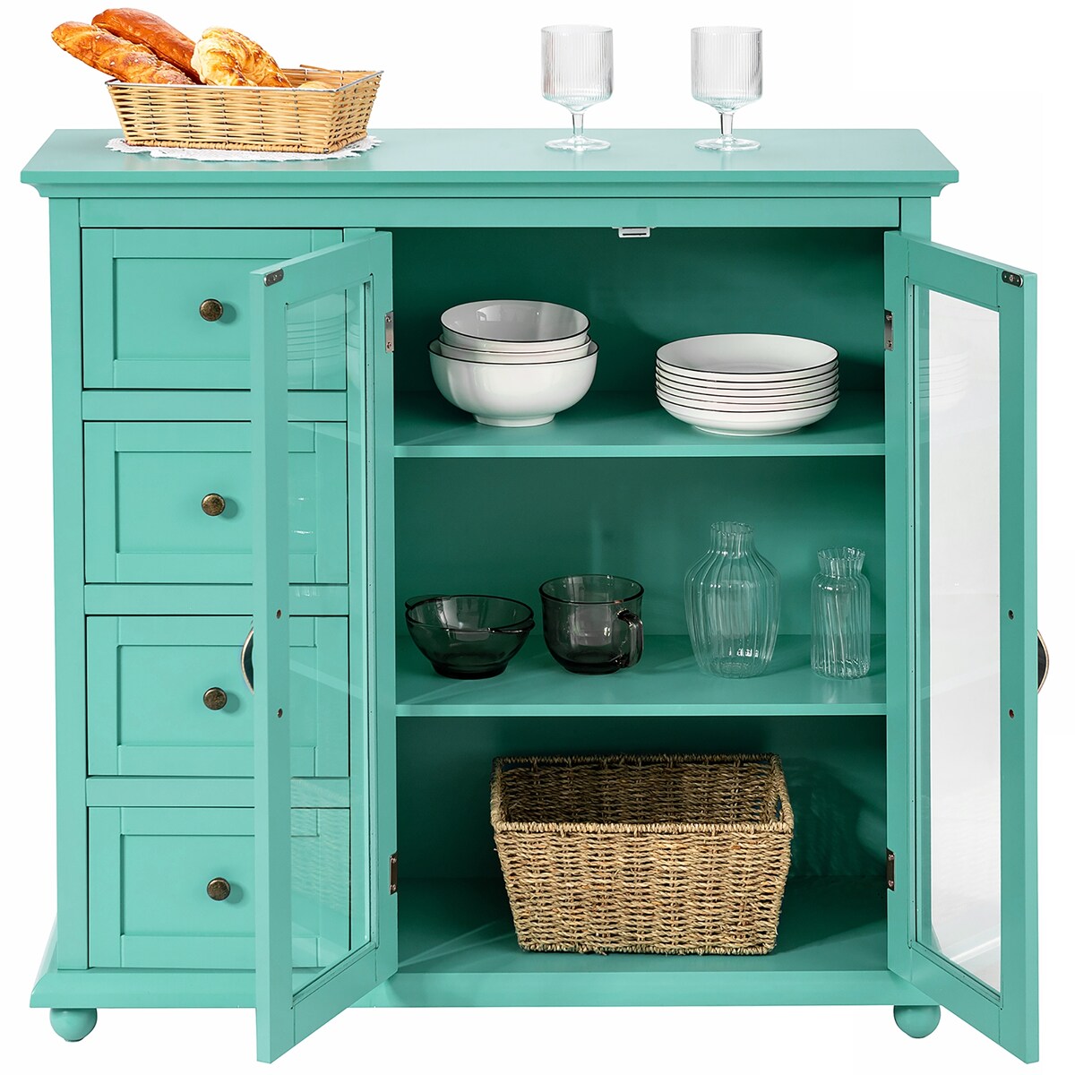 Costway Buffet Sideboard Table Kitchen Storage Cabinet w/ Drawers &