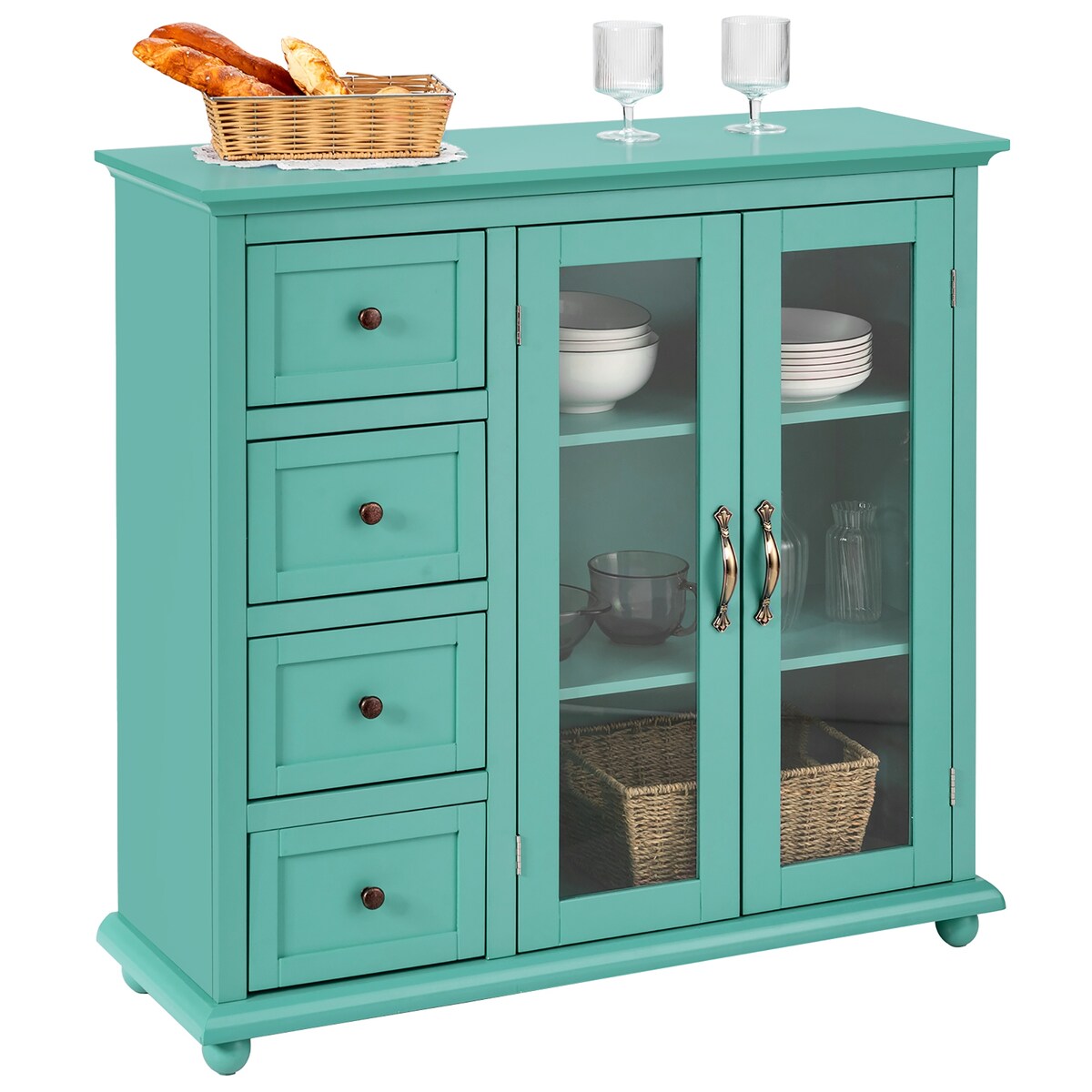 Costway Buffet Sideboard Table Kitchen Storage Cabinet w/ Drawers &