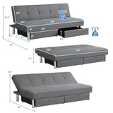 Costway Convertible Futon Sofa Bed Adjustable Couch Sleeper w/ Two - See Details