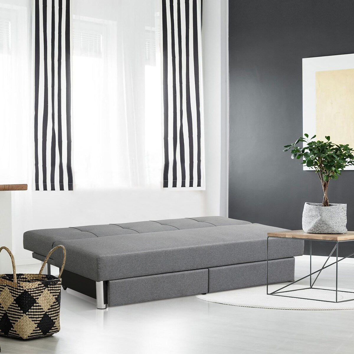 Costway Convertible Futon Sofa Bed Adjustable Couch Sleeper w/ Two - See Details