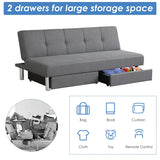 Costway Convertible Futon Sofa Bed Adjustable Couch Sleeper w/ Two - See Details