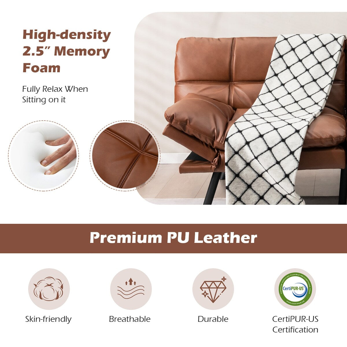 Costway Convertible Futon Sofa Bed Memory Foam Couch Sleeper with - See Details