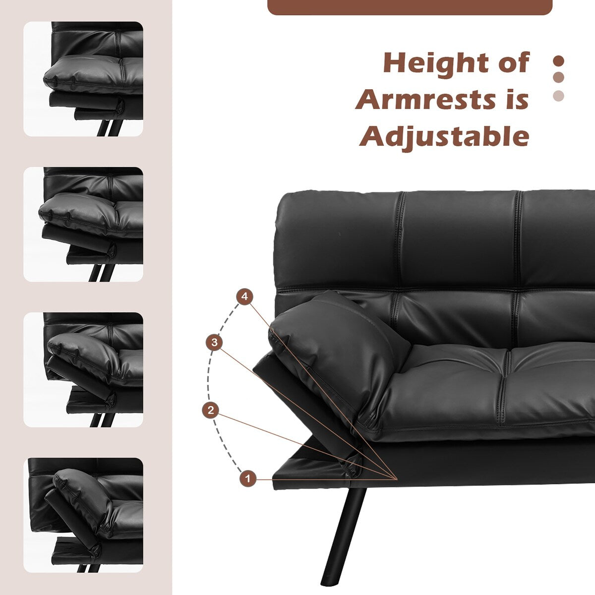 Costway Convertible Futon Sofa Bed Memory Foam Couch Sleeper with - See Details
