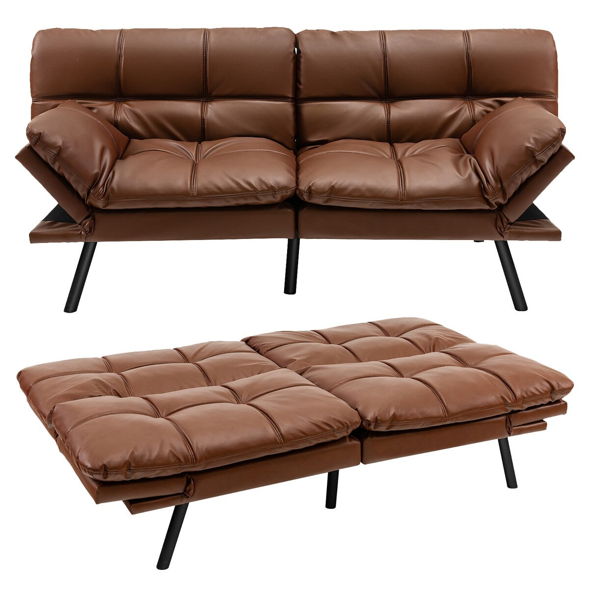 Costway Convertible Futon Sofa Bed Memory Foam Couch Sleeper with - See Details