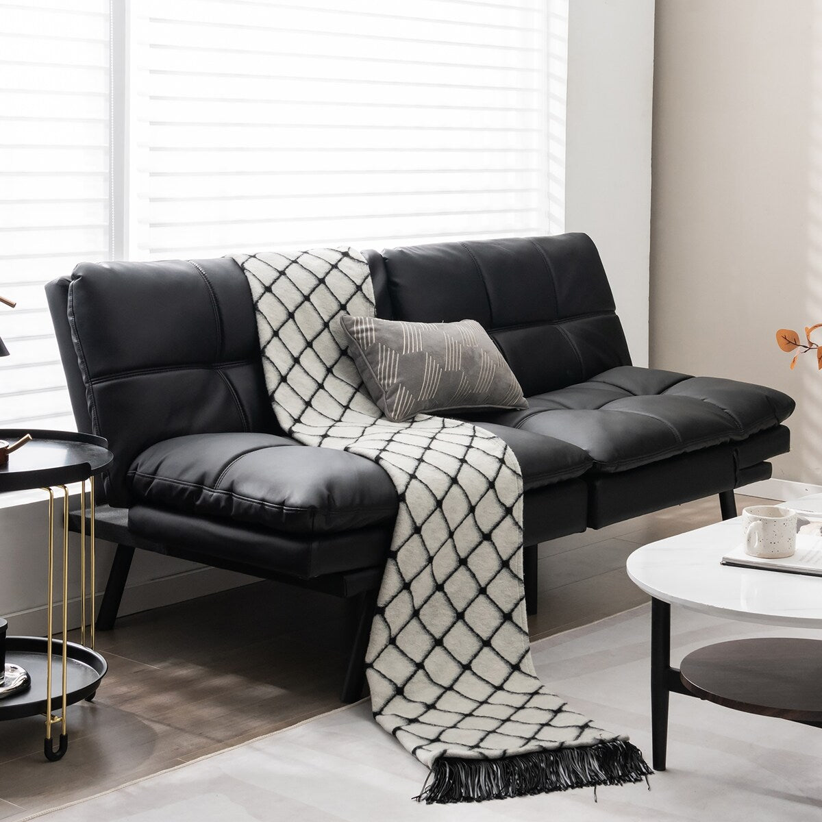 Costway Convertible Futon Sofa Bed Memory Foam Couch Sleeper with - See Details