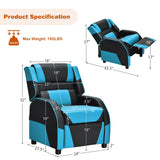 Costway Kids Youth Gaming Sofa Recliner w/Headrest & Footrest PU