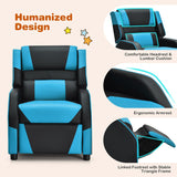 Costway Kids Youth Gaming Sofa Recliner w/Headrest & Footrest PU