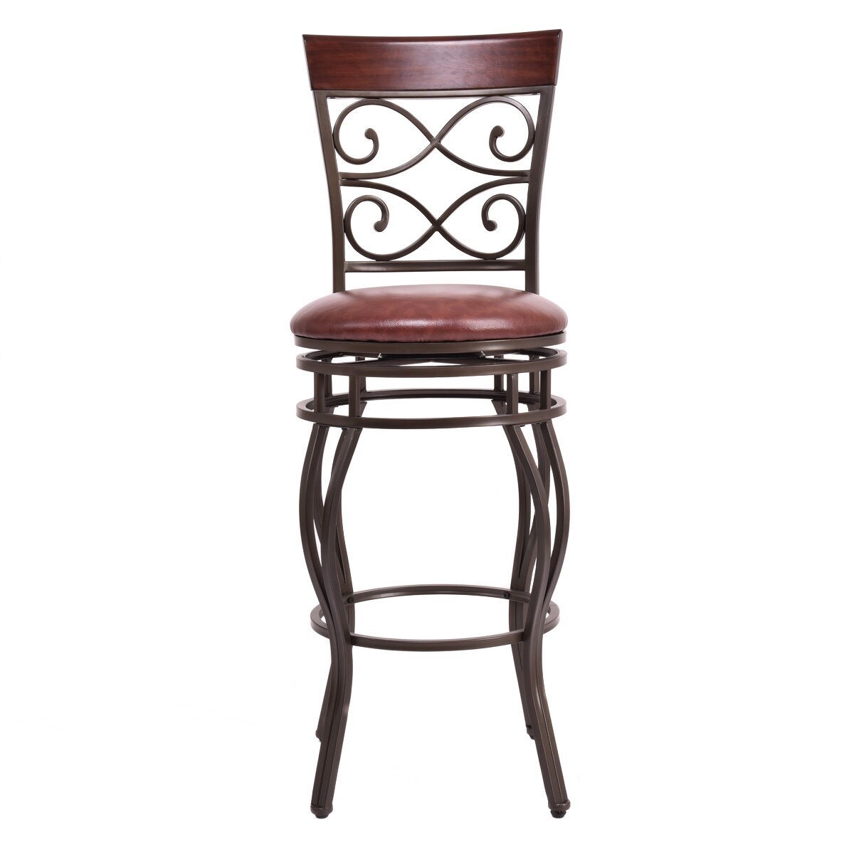 Set Of 2 Vintage Bar Stools 30in Swivel Padded Seat Bistro Dining Kitchen Pub Chair - Set of 2