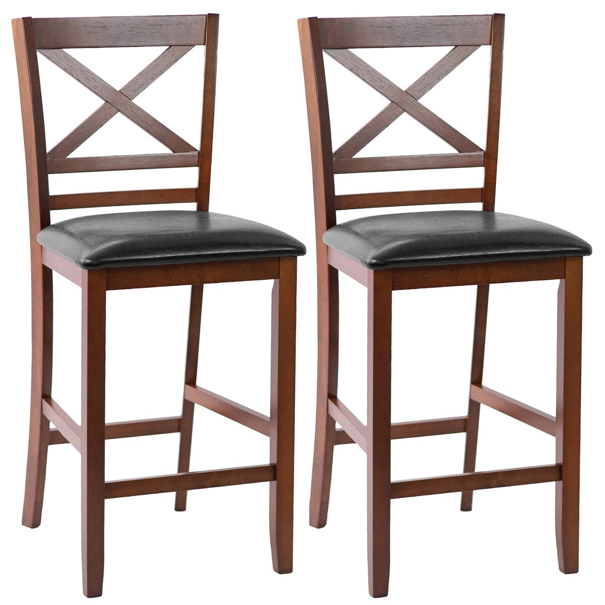 Costway Set of 2 Bar Stools 25'' Counter Height Chairs w/ PU Leather - See Details