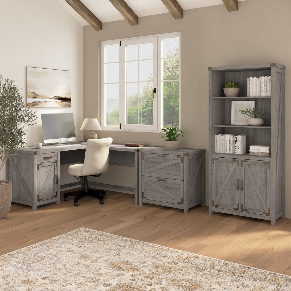 Knoxville 60W L Shaped Desk with Storage Cabinet by Bush Furniture