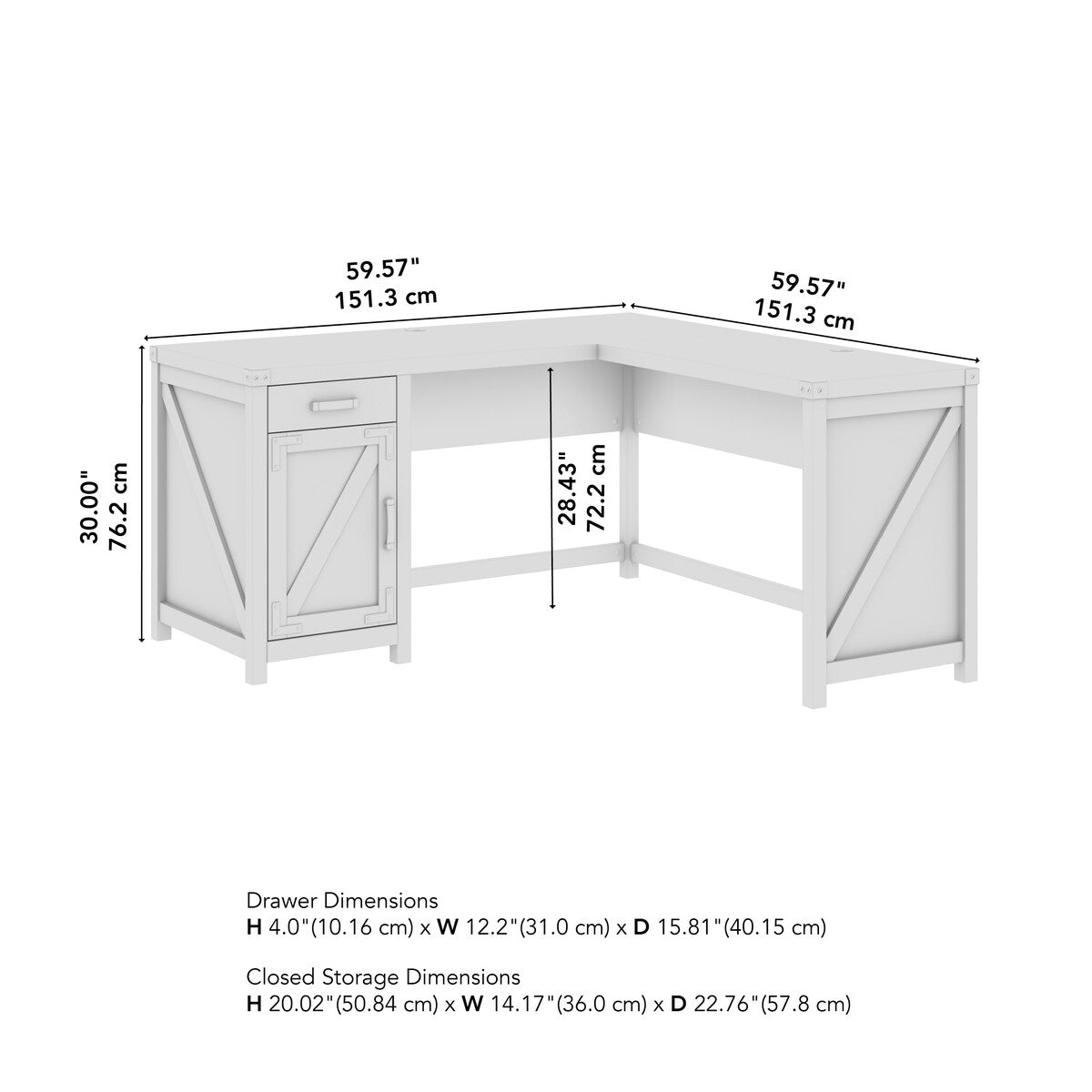 Knoxville 60W L Shaped Desk with Storage Cabinet by Bush Furniture