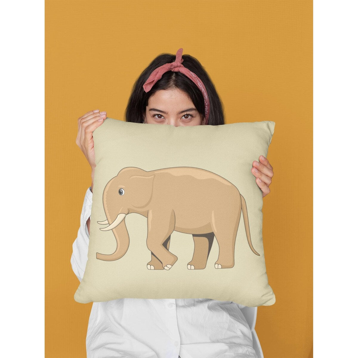 Cotton Canvas Pillow Case African Elephant 18 x 18