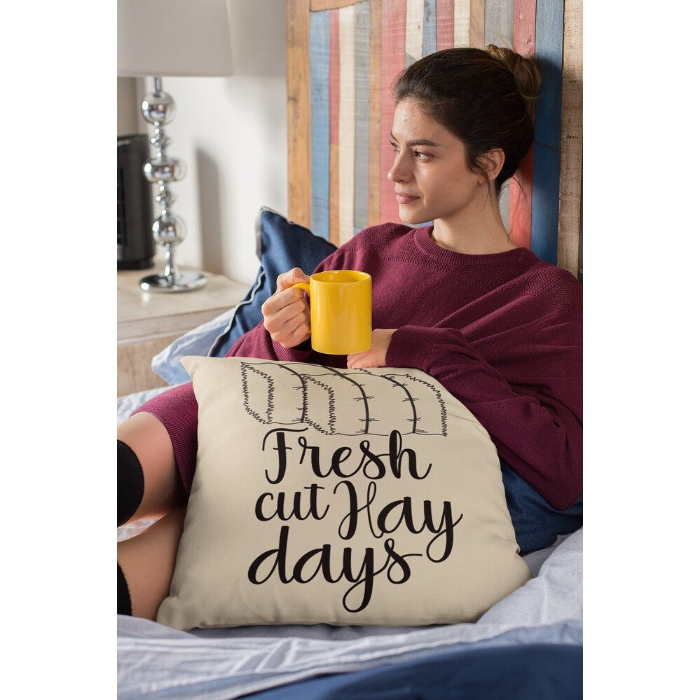Cotton Canvas Pillow Case Fresh Cut Hay Days 18 x 18