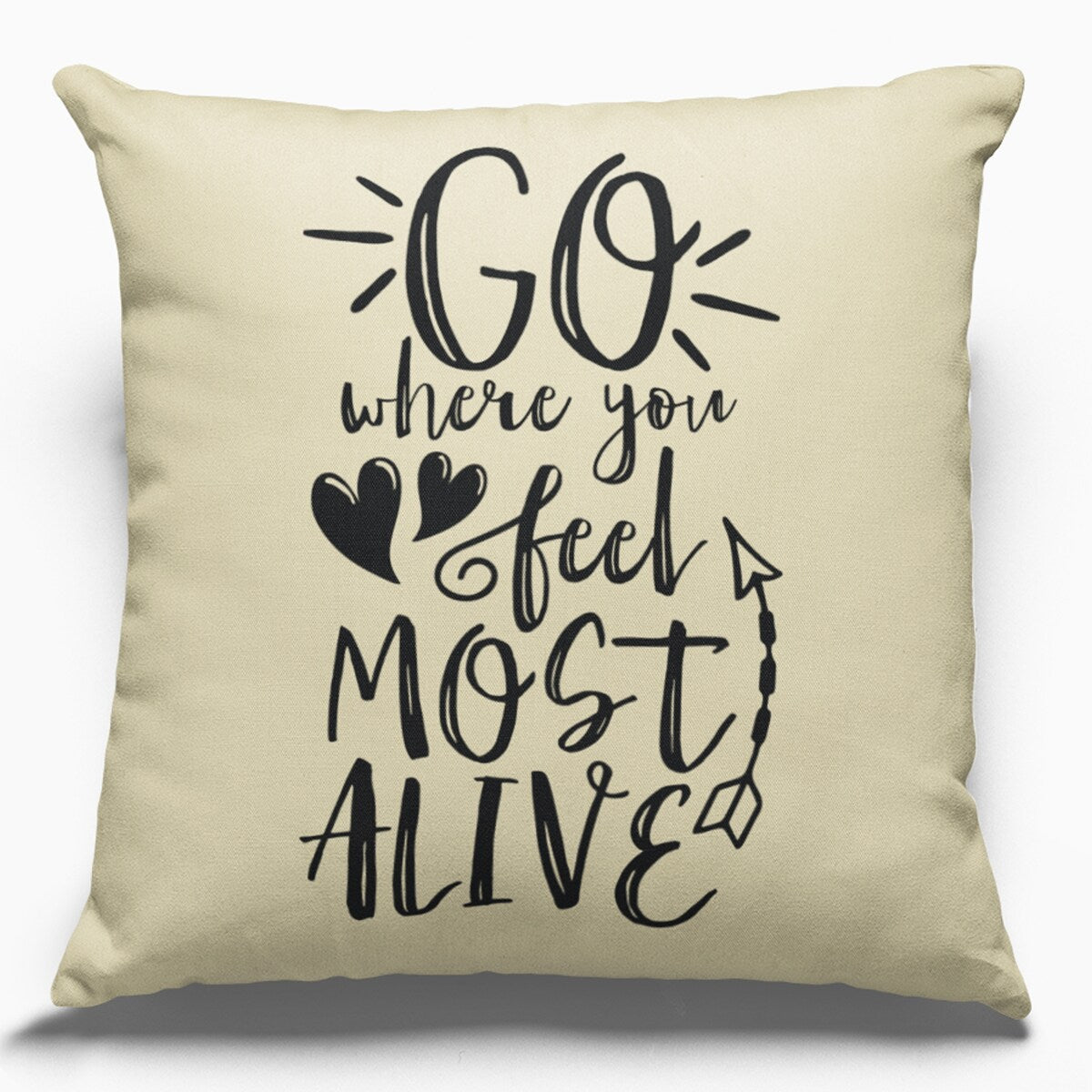 Cotton Canvas Pillow Case Go Where You Feel Most 18 X 18