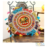 Cotton 'Elephant Roundabout' Floor Cushion Cover (India)