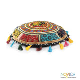 Cotton 'Elephant Roundabout' Floor Cushion Cover (India)