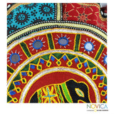 Cotton 'Elephant Roundabout' Floor Cushion Cover (India)
