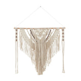 Cotton Handmade Intricately Weaved Macrame Wall Decor with Beaded Fringe Tassels - Gray or Cream