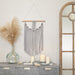 Cotton Handmade Intricately Weaved Macrame Wall Decor with Beaded Fringe Tassels - Gray or Cream