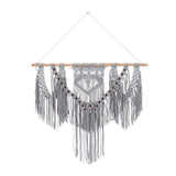 Cotton Handmade Intricately Weaved Macrame Wall Decor with Beaded Fringe Tassels - Gray or Cream