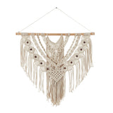 Cotton Handmade Intricately Weaved Macrame Wall Decor with Beaded Fringe Tassels - Gray or Cream