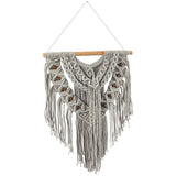 Cotton Handmade Intricately Weaved Macrame Wall Decor with Beaded Fringe Tassels - Gray or Cream