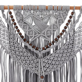 Cotton Handmade Intricately Weaved Macrame Wall Decor with Beaded Fringe Tassels - Gray or Cream