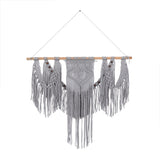 Cotton Handmade Intricately Weaved Macrame Wall Decor with Beaded Fringe Tassels - Gray or Cream