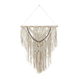 Cotton Handmade Intricately Weaved Macrame Wall Decor with Beaded Fringe Tassels - Gray or Cream