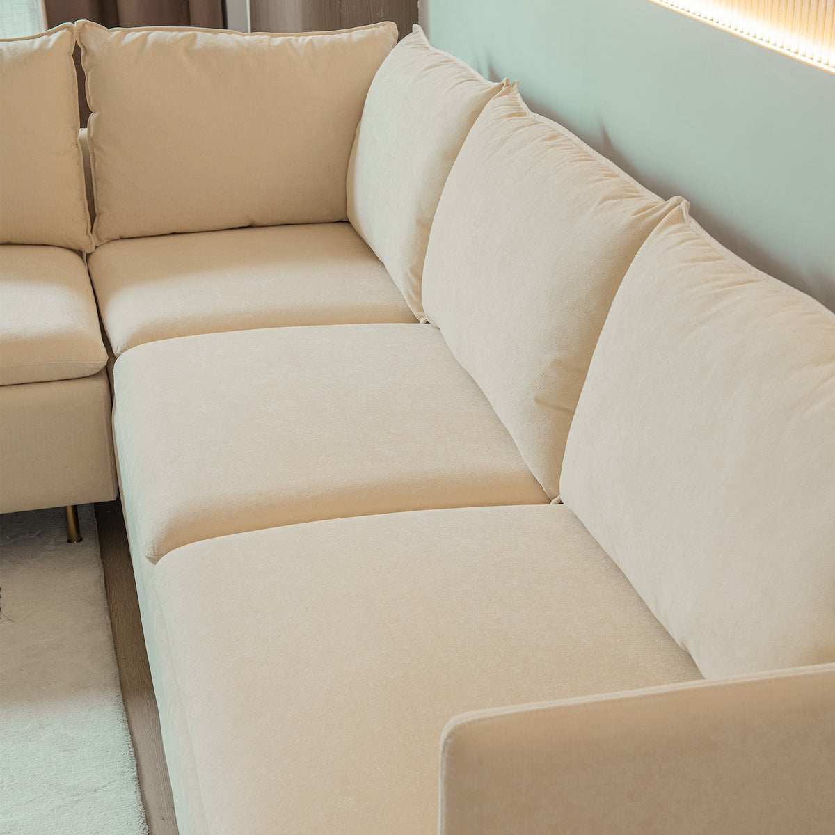 Cotton Linen L-Shaped Modular Corner Sofa