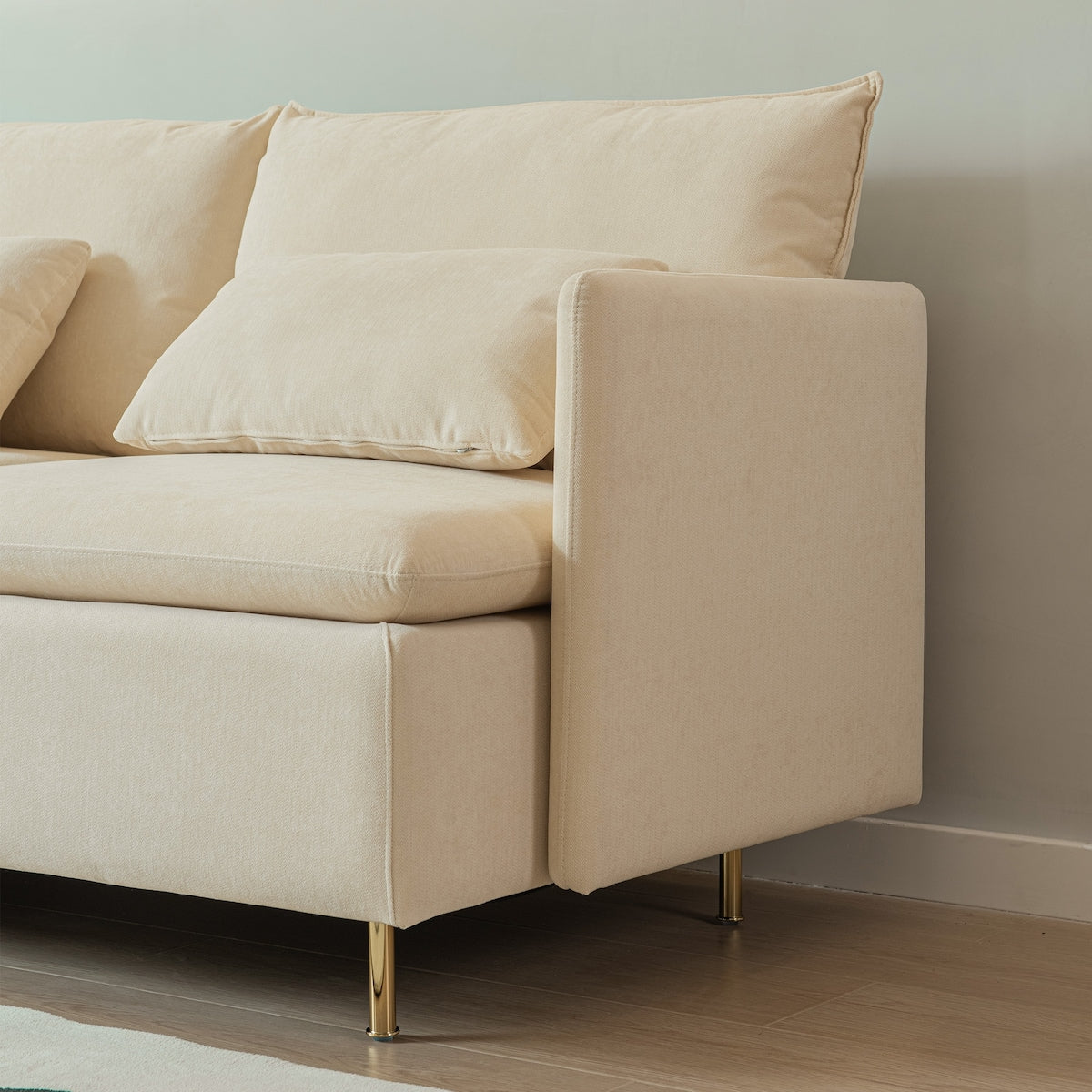 Cotton Linen L-Shaped Modular Corner Sofa