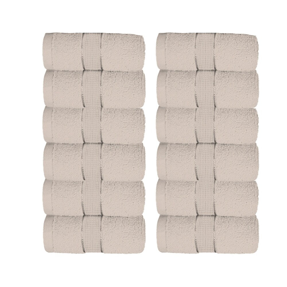 Cotton Washcloths - Pack of 12-600 GSM Soft & Absorbent, Quick-Drying, for Beach Houses, Hotels, and Rental Properties
