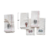 Cotton Napkins with Sea Life Embroidery - 18.0"L x 18.0"W x 0.3"H