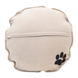 Cotton Pillow "My Shelter Dog Rescued Me" with Paw Print on Back, Natural & Black
