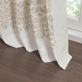 Cotton Printed with Chenille Tufted Curtain, Bohemia Window Curtain Panel Machine Washable - 50"W X 84"L