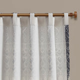 Cotton Printed with Chenille Tufted Curtain, Bohemia Window Curtain Panel Machine Washable - 50"W X 84"L