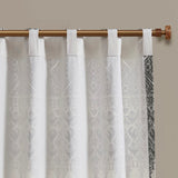 Cotton Printed with Chenille Tufted Curtain, Bohemia Window Curtain Panel Machine Washable - 50"W X 84"L