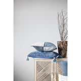 Cotton Punch Hook Lumbar Pillow with "Lake" Design and Tassels