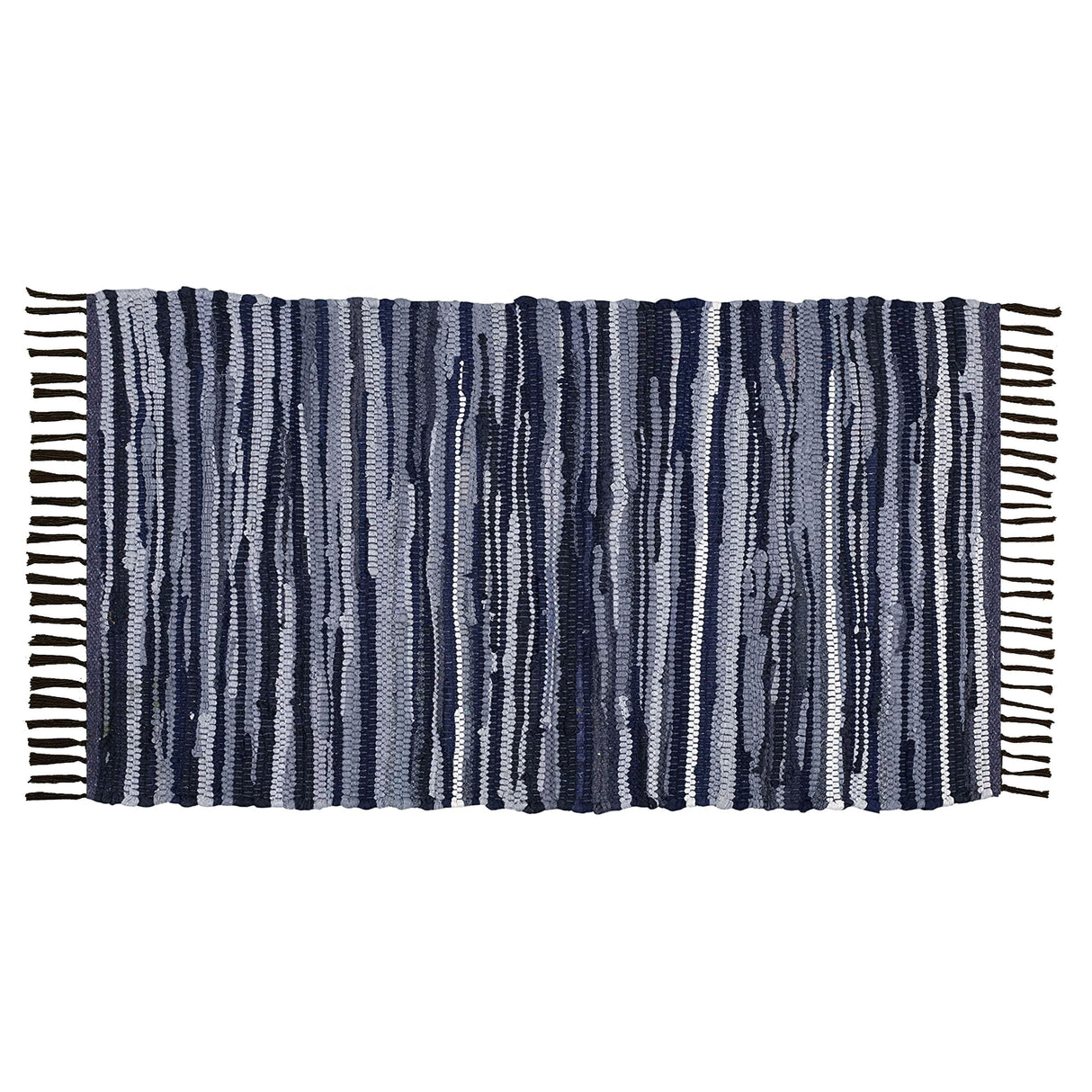 Cotton Rug 24''x36''- Multicolor Chindi Rug - Hand Woven Washable & Reversible for Living Room Kitchen Entryway with Tassel