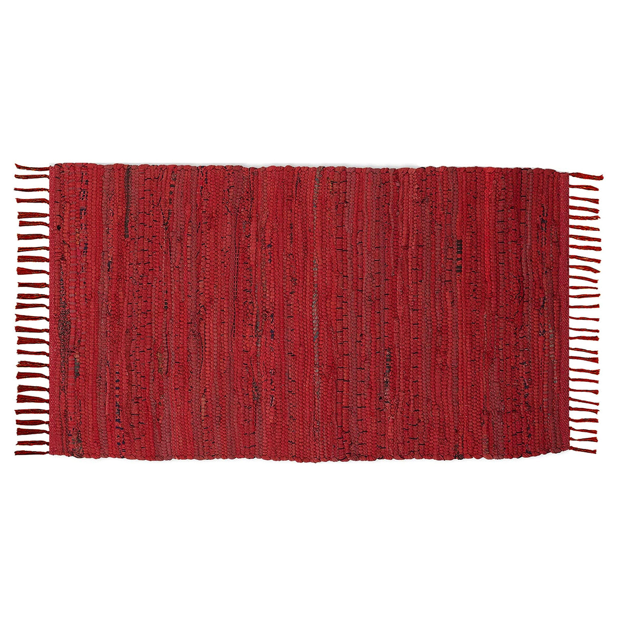 Cotton Rug 24''x36''- Multicolor Chindi Rug - Hand Woven Washable & Reversible for Living Room Kitchen Entryway with Tassel