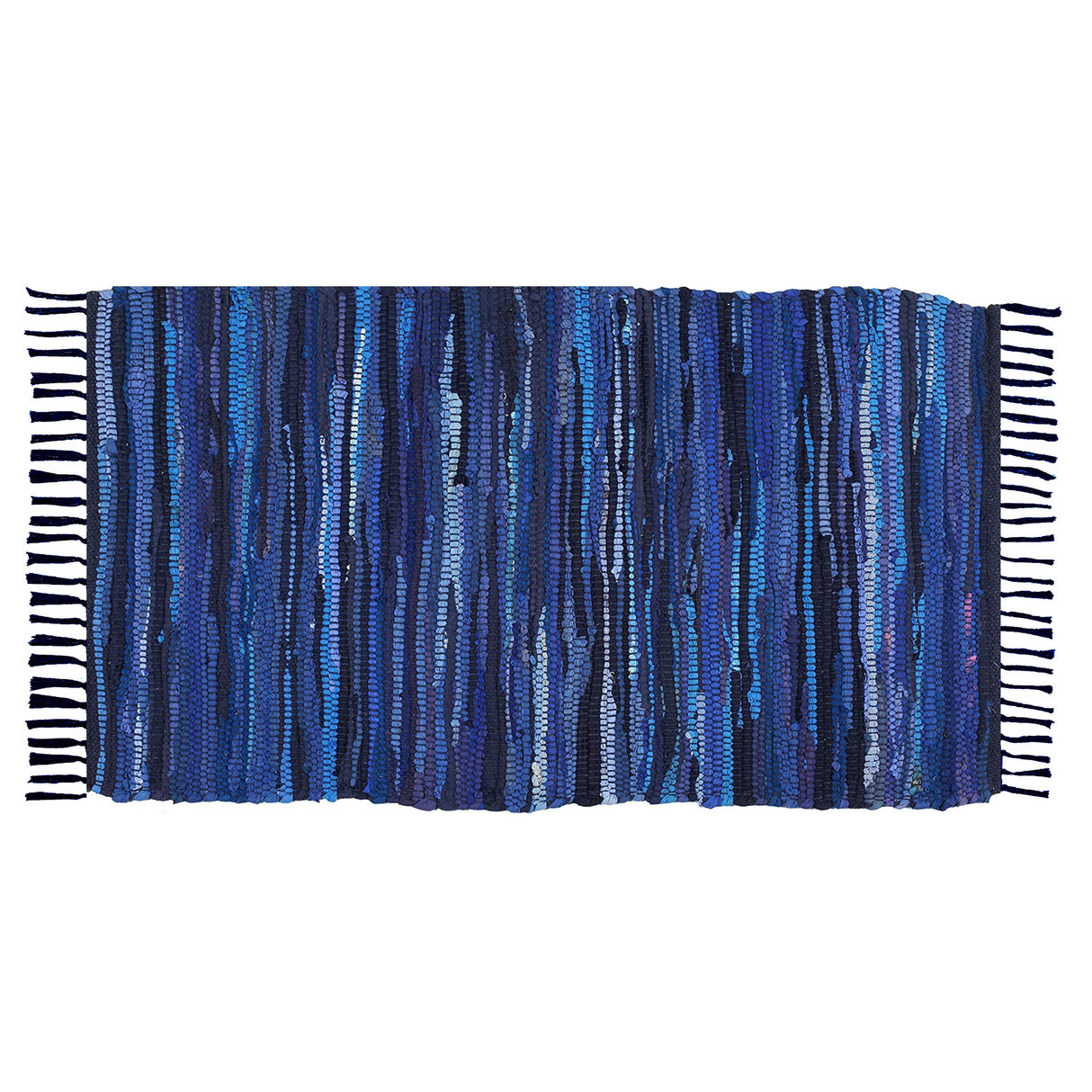 Cotton Rug 24''x36''- Multicolor Chindi Rug - Hand Woven Washable & Reversible for Living Room Kitchen Entryway with Tassel