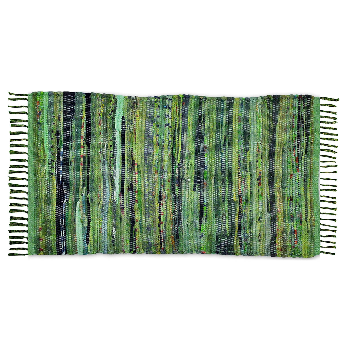 Cotton Rug 24''x36''- Multicolor Chindi Rug - Hand Woven Washable & Reversible for Living Room Kitchen Entryway with Tassel