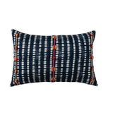 Cotton Slub Tie Dye Lumbar Pillow Cover with Embroidered Accents