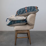 Cotton Slub Tie Dye Lumbar Pillow Cover with Embroidered Accents