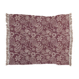 Cotton Throw Blanket with Paisley Pattern and Tassels
